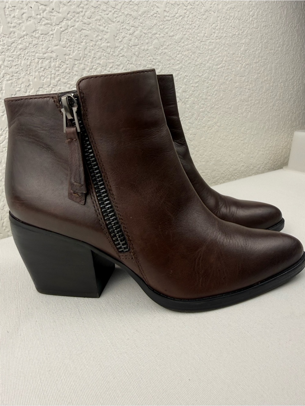 Naturalizer | Freya Brown Leather Double Zip Ankle Boots | Size 7 M